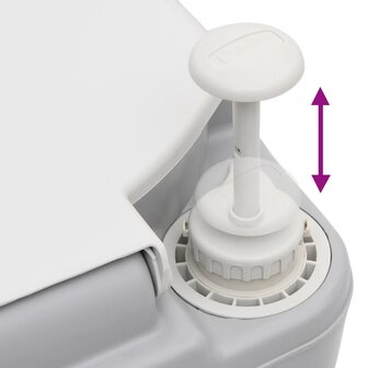 Campingtoilet draagbaar 22+12 L HDPE grijs en wit