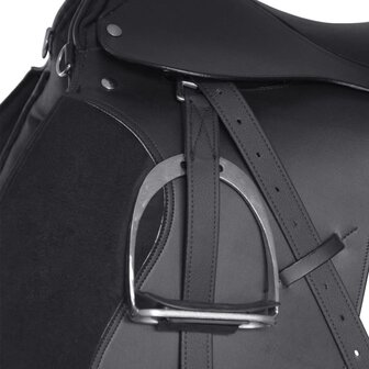 Echt lederen paardrijzadel 16&amp;quot; 14 cm (5-in-1 set, zwart)