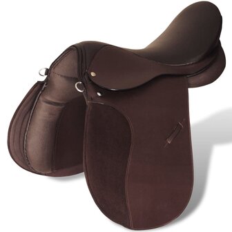 Echt lederen paardrijzadel 16&amp;quot; 14 cm (5-in-1 set, bruin)