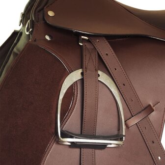 Echt lederen paardrijzadel 16&amp;quot; 14 cm (5-in-1 set, bruin)