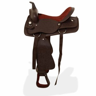 Western zadel, hoofdstel en borstriem 16&amp;quot; echt leer bruin
