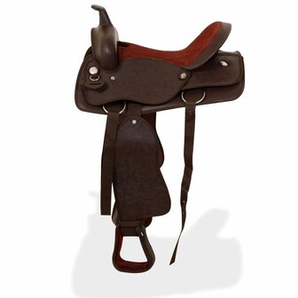 Western zadel, hoofdstel en borstriem 17&amp;quot; echt leer bruin