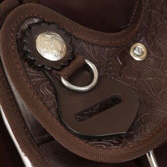Western zadel, hoofdstel en borstriem 17&amp;quot; echt leer bruin