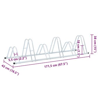 Fietsenstandaard voor 6 fietsen vrijstaand gegalvaniseerd staal