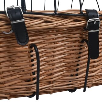 Fietsstuurmand met deksel 50x45x35 cm natuurlijk wilgen