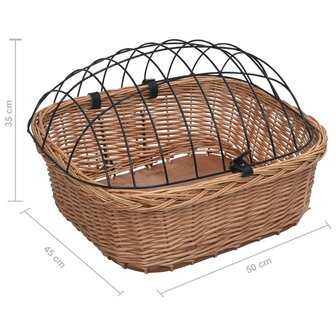 Fietsstuurmand met deksel 50x45x35 cm natuurlijk wilgen