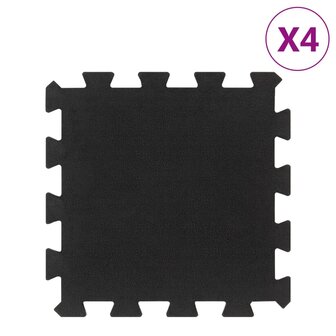 Rubbertegels 4 st 16 mm 30x30 cm zwart