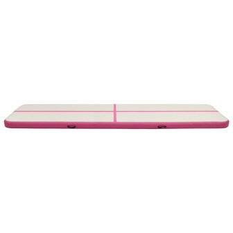 Gymnastiekmat met pomp opblaasbaar 800x100x20 cm PVC roze