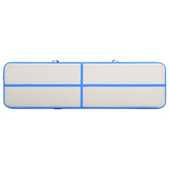 Gymnastiekmat met pomp opblaasbaar 800x100x20 cm PVC blauw