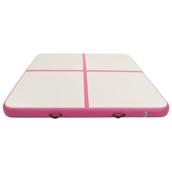 Gymnastiekmat met pomp opblaasbaar 200x200x10 cm PVC roze