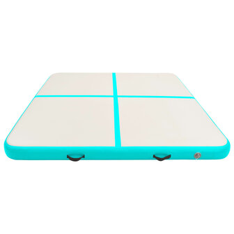 Gymnastiekmat met pomp opblaasbaar 200x200x15 cm PVC groen