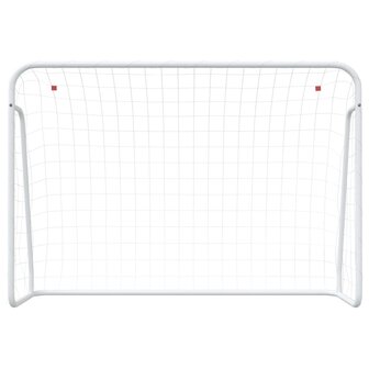 Voetbaldoel met net 214x75x152 cm staal en polyester wit