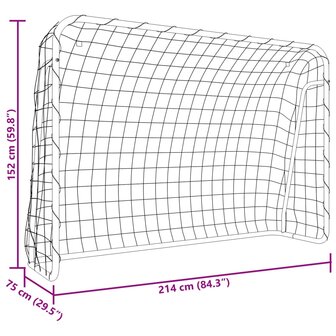 Voetbaldoel met net 214x75x152 cm staal en polyester wit