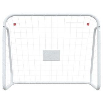 Voetbaldoel met net 125x96x60 cm staal en polyester wit