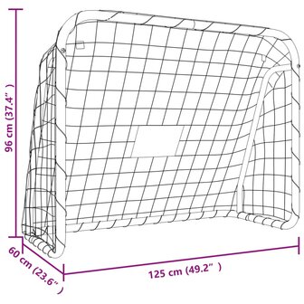 Voetbaldoel met net 125x96x60 cm staal en polyester wit