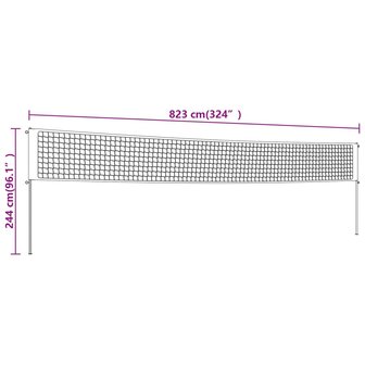 Volleybalnet 823x244 cm PE-stof geel en zwart
