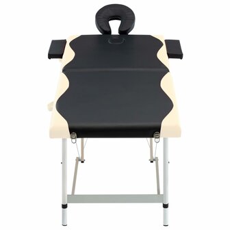 Massagetafel inklapbaar 2 zones aluminium zwart en beige