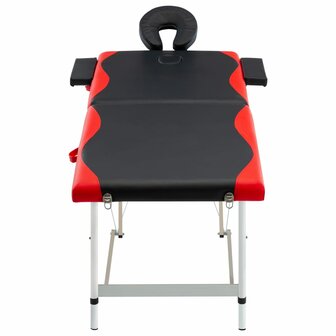 Massagetafel inklapbaar 2 zones aluminium zwart en rood