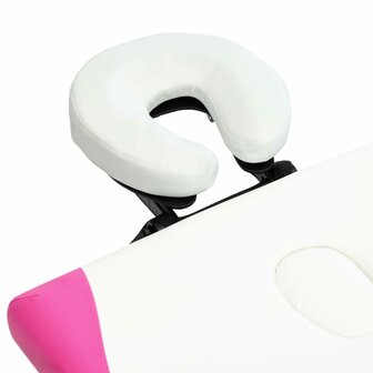Massagetafel inklapbaar 2 zones aluminium wit en roze