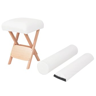 Massagekruk met 12cm dikke zitting en 2 bolsters inklapbaar wit