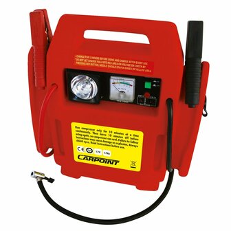 Starthulp en luchtcompressor 12 V/17 AH rood