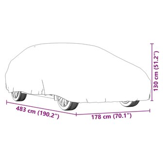 Autohoes voor sedan met gespriemen L volledig zilverkleurig