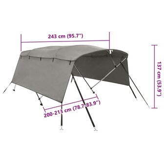 Biminitop 4 bogen met zijwanden 243x(200-213)x137 cm