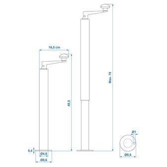 Verstelbare aanhanger standaard D48 mm 40-65 cm 341517