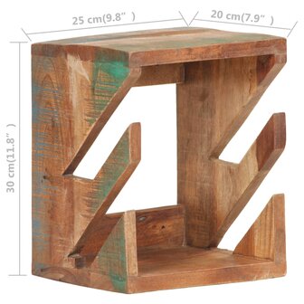 Wandskateboardhouder 25x20x30 cm massief gerecycled hout