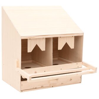 Kippenlegkast 2 compartimenten 63x40x65 cm massief grenenhout