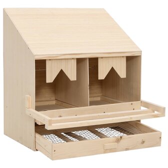 Kippenlegkast 2 compartimenten 63x40x65 cm massief grenenhout
