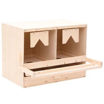 Kippenlegkast 2 compartimenten 63x40x45 cm massief grenenhout