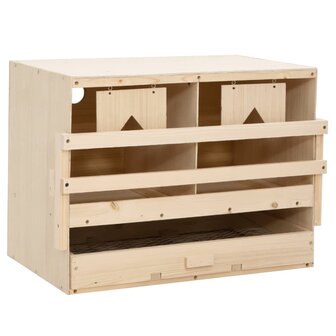 Kippenlegkast 2 compartimenten 63x40x45 cm massief grenenhout