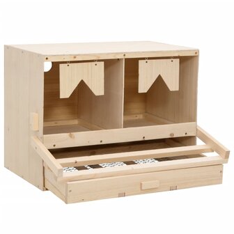 Kippenlegkast 2 compartimenten 63x40x45 cm massief grenenhout