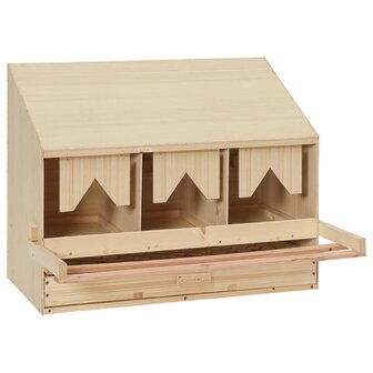 Kippenlegkast 3 compartimenten 72x33x54 cm massief grenenhout