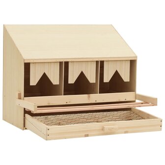 Kippenlegkast 3 compartimenten 72x33x54 cm massief grenenhout
