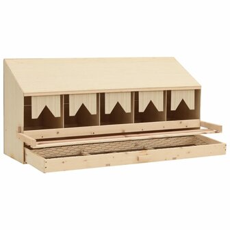 Kippenlegkast 5 compartimenten 117x33x54 cm massief grenenhout