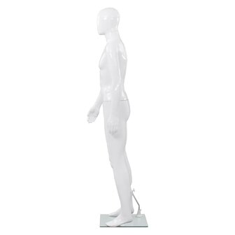 Etalagepop mannelijk met glazen voet 175 cm glanzend wit