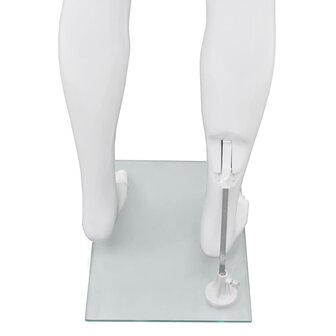 Etalagepop mannelijk met glazen voet 175 cm glanzend wit