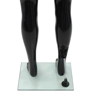 Etalagepop mannelijk met glazen voet 185 cm glanzend zwart