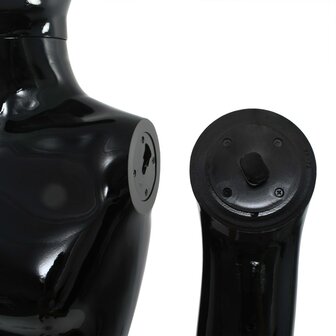 Etalagepop mannelijk met glazen voet 185 cm glanzend zwart