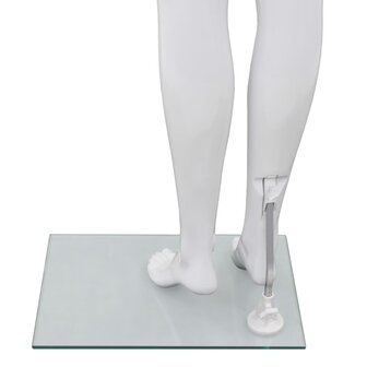 Etalagepop vrouwelijk met glazen voet 175 cm glanzend wit