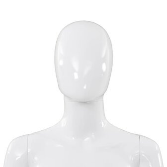 Etalagepop vrouwelijk met glazen voet 175 cm glanzend wit