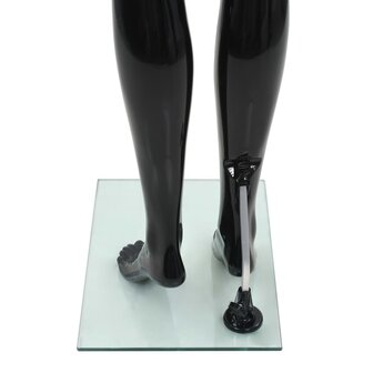 Etalagepop vrouwelijk met glazen voet 175 cm glanzend zwart