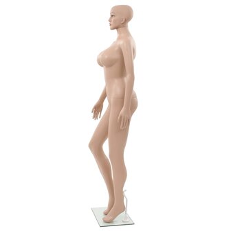 Etalagepop sexy vrouw met glazen voet 180 cm beige