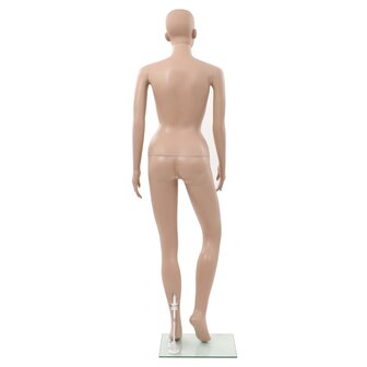 Etalagepop sexy vrouw met glazen voet 180 cm beige