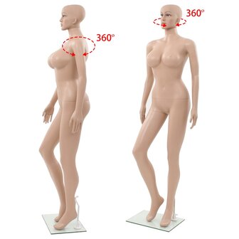 Etalagepop sexy vrouw met glazen voet 180 cm beige