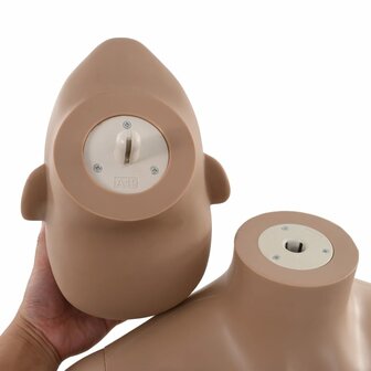 Etalagepop sexy vrouw met glazen voet 180 cm beige