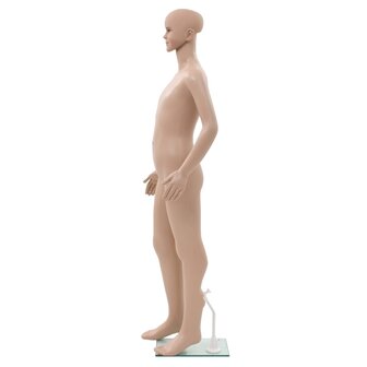 Etalagepop kind met glazen voet 140 cm beige