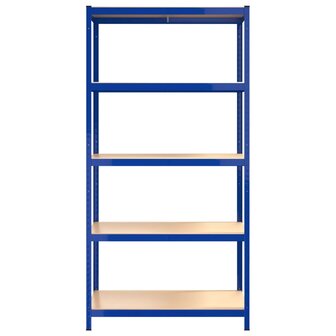 Opbergrek 5-laags 2 st staal &amp; bewerkt hout blauw